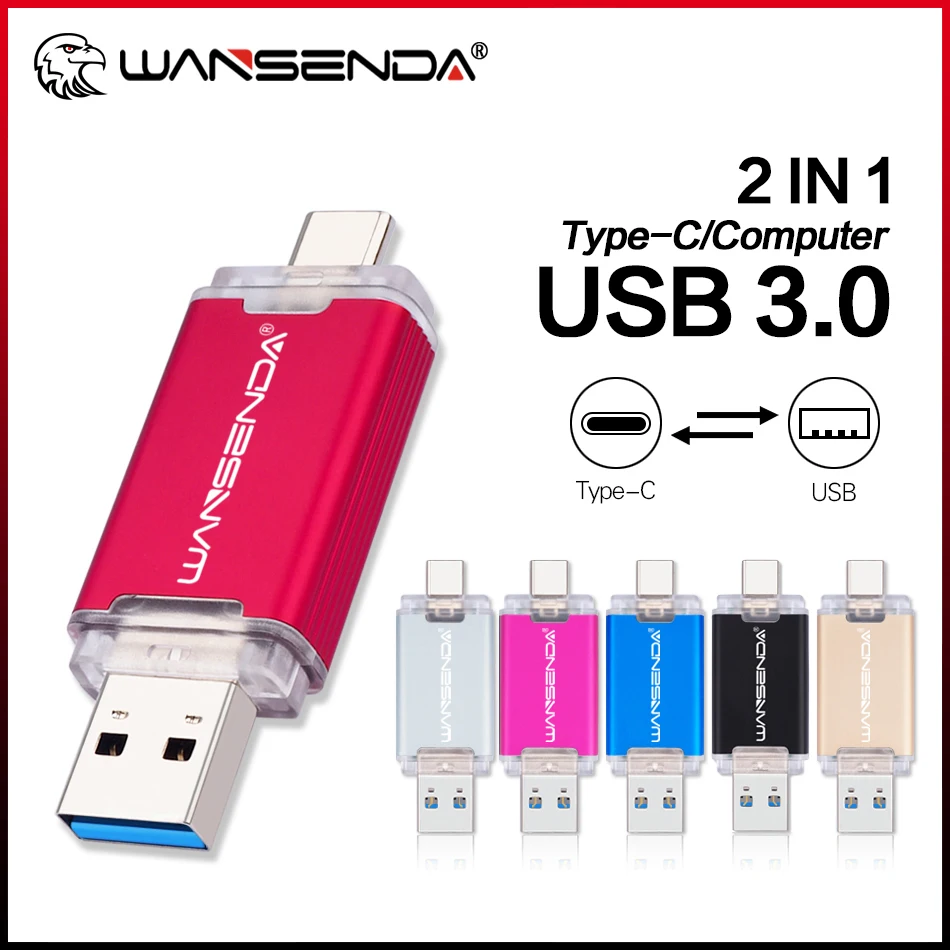 WANSENDA USB Flash Drive 2 IN 1 USB3.0 & Type C Pen Drive 32GB 64GB 256GB 512GB USB Stick 3.0 128GB Pendrive Flash Drive
WANSENDA USB Flash Drive 2 IN 1 USB3.0 & Type C Pen Drive 32GB 64GB 256GB 512GB USB Stick 3.0 128GB Pendrive Flash Drive