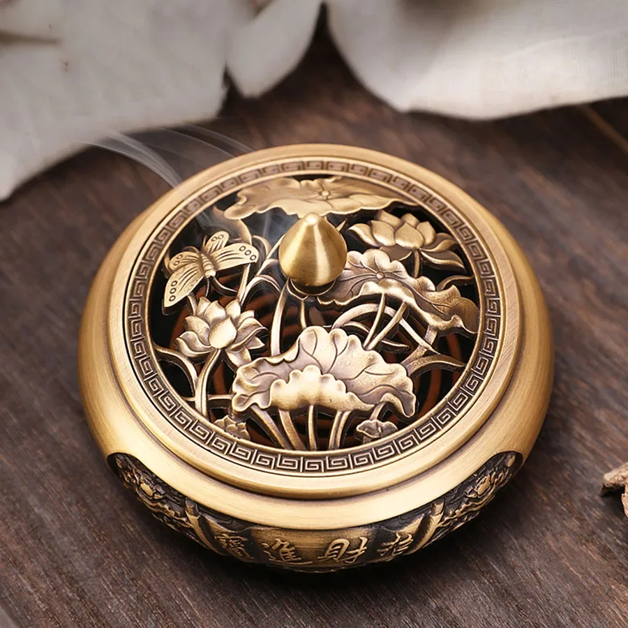 Vintage Incense Burner Ornament Oriental Gift Chinese Incense Burner Lotus Copper Buddhist Traditional Round Encens Home Decor
Vintage Incense Burner Ornament Oriental Gift Chinese Incense Burner Lotus Copper Buddhist Traditional Round Encens Home Decor