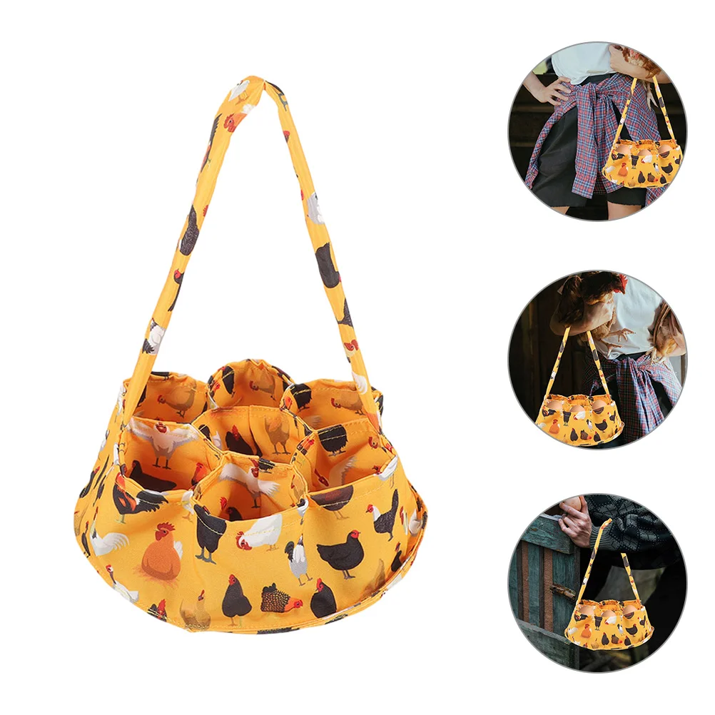 

Eggs Collecting Basket Chicken Eggs Gathering Basket Canvas Egg Bag with 7 Pouches