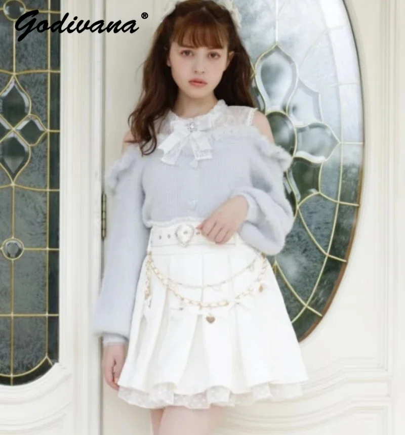 Japanese Style Autumn Winter Bowknot Pullover Sweater Lolita Women's Sweet Classic Furry Off-the-Shoulder Knitted Top 3 Colors
Japanese Style Autumn Winter Bowknot Pullover Sweater Lolita Women's Sweet Classic Furry Off-the-Shoulder Knitted Top 3 Colors