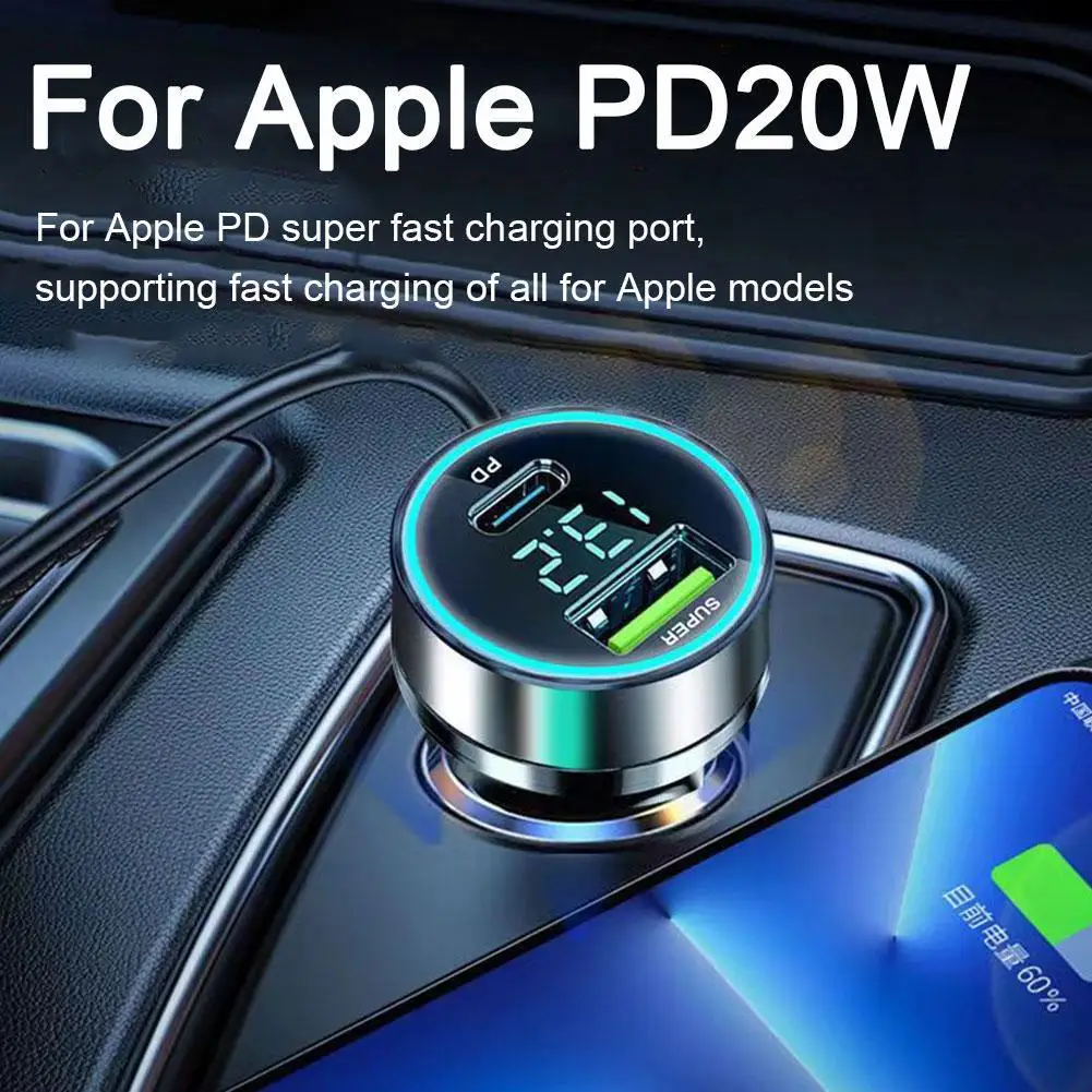 

PD 20 Вт автомобильное зарядное устройство, супер быстрая зарядка, адаптер Type C 3,1 а USB, портативное бортовое зарядное устройство для телефона U0W2
