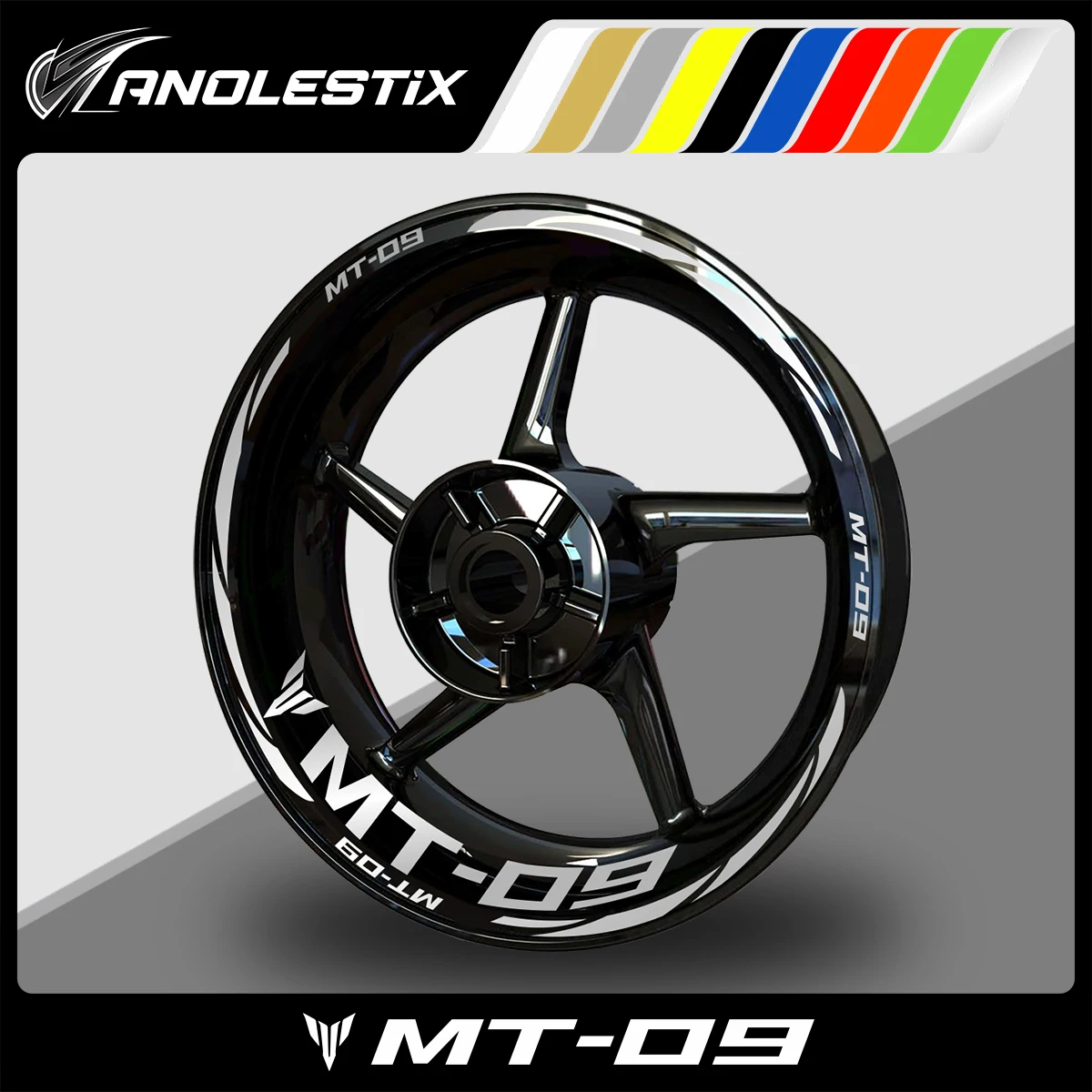 

AnoleStix Reflective Motorcycle Wheel Sticker Hub Decal Rim Stripe Tape For YAMAHA MT09 MT-09 2017 2018 2019 2020 2021 2022