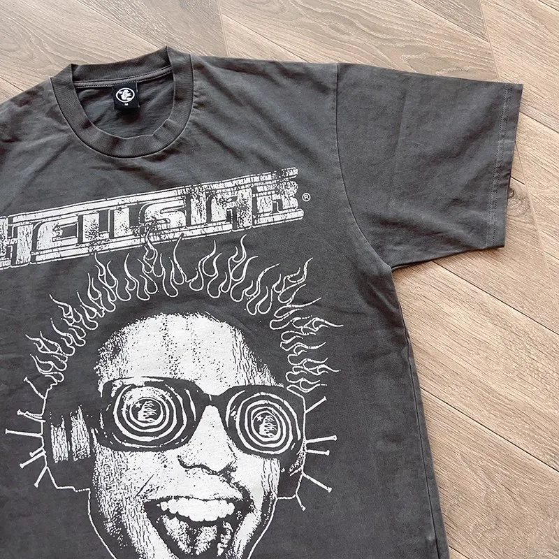 

New Nice Washed Hellstar Studios Rage T-Shirt Men Women Vintage Heavy Fabric T Shirt Top Tees Hentai Goth