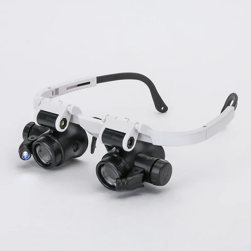 

Head-Mounted Magnifier 2 LED Illuminating Microscope with 8x 15x 23x Loupe Headband Repair LED Light Lamp Magnifying Glass