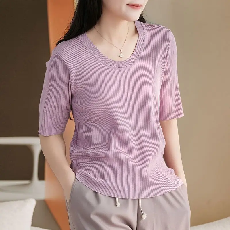 O-neck Thin Knitted T Shirt Women Short Sleeve Summer Tops Casual Clothes Solid Color Fashion T-Shirt Tee Shirt S135
O-neck Thin Knitted T Shirt Women Short Sleeve Summer Tops Casual Clothes Solid Color Fashion T-Shirt Tee Shirt S135