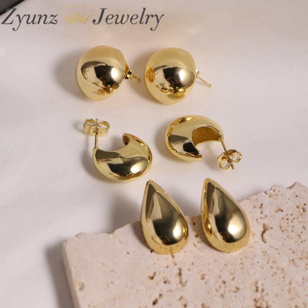 

5 Pairs, Round Drop Geometric 18k Plated Fashion Charm Stud Earrings Ear Jewelry Women Gifts