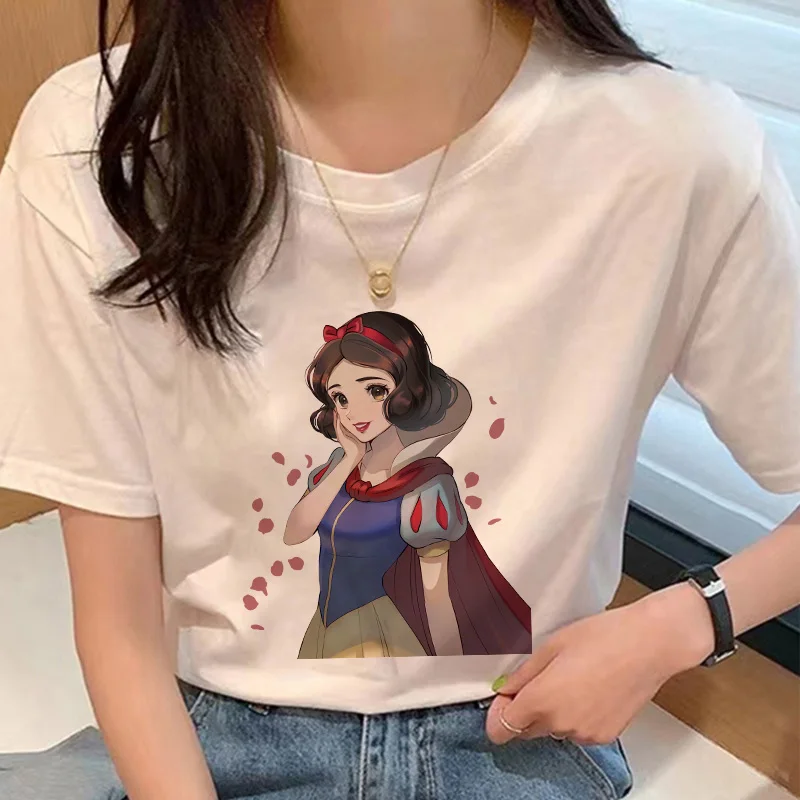 

Women Snow White T-shirts Cotton Casual Clothes Tee Shirts Kawaii Disney Princess Cartoons Couple Short Sleeve Gothic Streetwear