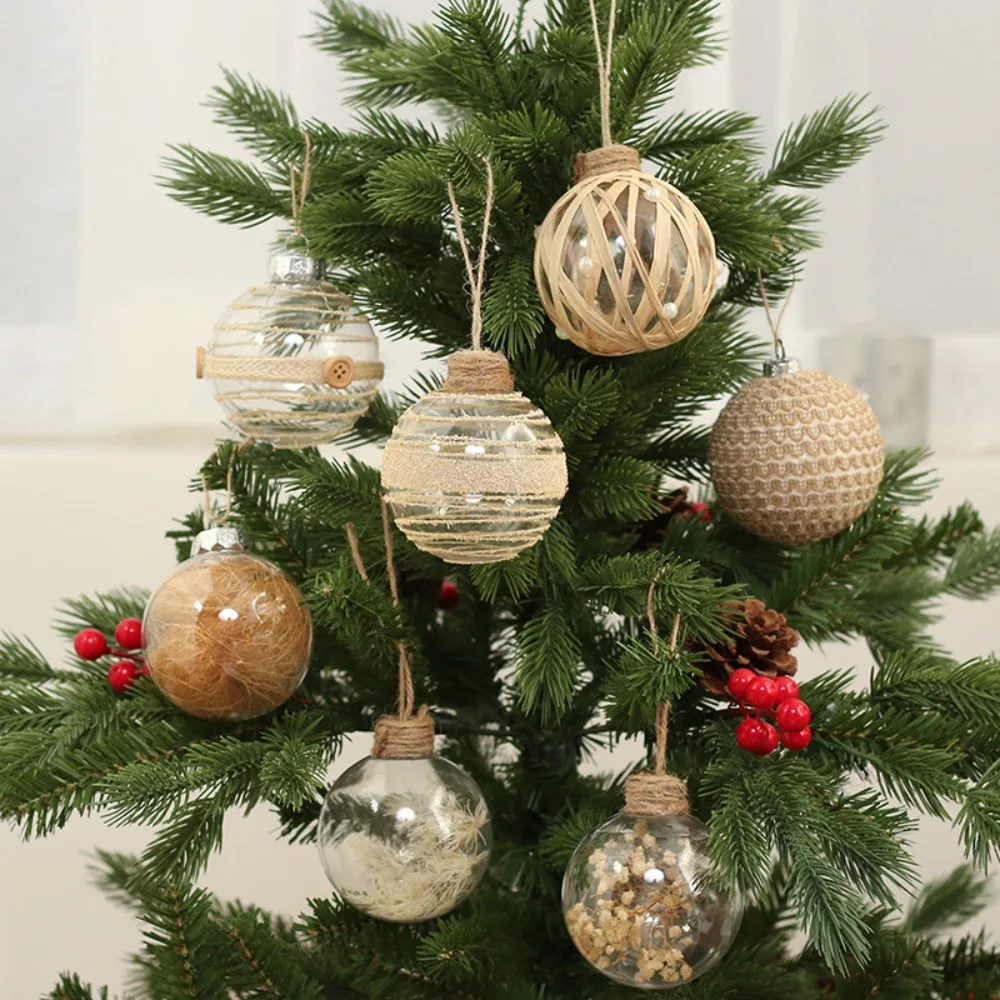 6pcs Entwined with Linen Rope Christmas Ball Nordic Style Transparent Christma Tree Pendants with Box 8CM Christmas Ornaments
6pcs Entwined with Linen Rope Christmas Ball Nordic Style Transparent Christma Tree Pendants with Box 8CM Christmas Ornaments