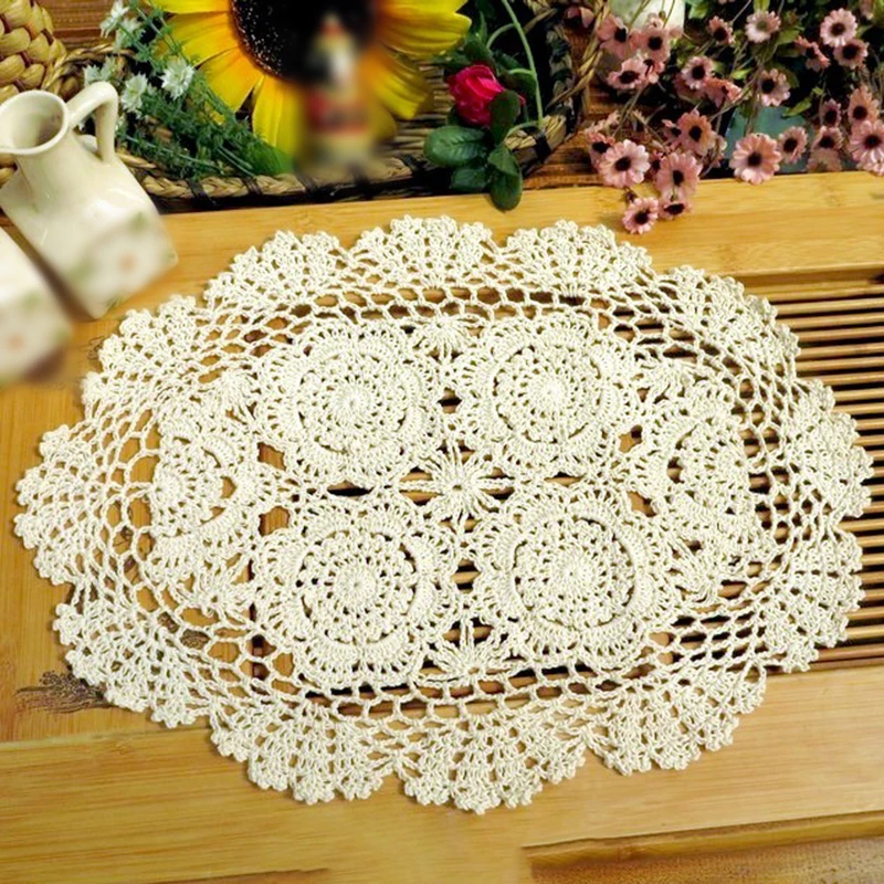 Oval Placemat Table Meal Mat Vintage Vintage Lace Decoration Hand Crochet Cotton Place Mat 30x45cm Party Tabletop Ornaments
Oval Placemat Table Meal Mat Vintage Vintage Lace Decoration Hand Crochet Cotton Place Mat 30x45cm Party Tabletop Ornaments