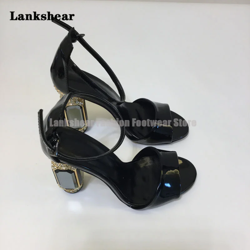 Black Sheepskin Glass Rhinestone Heel High-Heeled Sandals Buckle Hollow Fashion All-Match New High-Heeled Shoes Party Shoes
Black Sheepskin Glass Rhinestone Heel High-Heeled Sandals Buckle Hollow Fashion All-Match New High-Heeled Shoes Party Shoes
