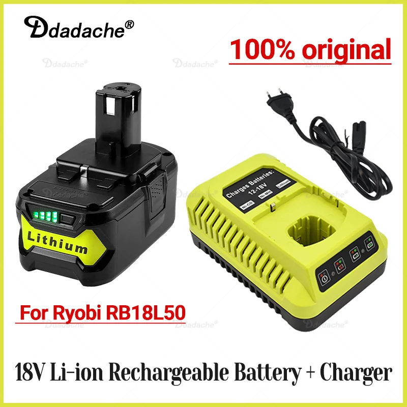 

Литий-ионная аккумуляторная батарея 18 в для беспроводного электроинструмента Ryobi BPL1820 P108 P109 P106 P105 P104 P103 RB18L50 RB18L40 с зарядным устройством