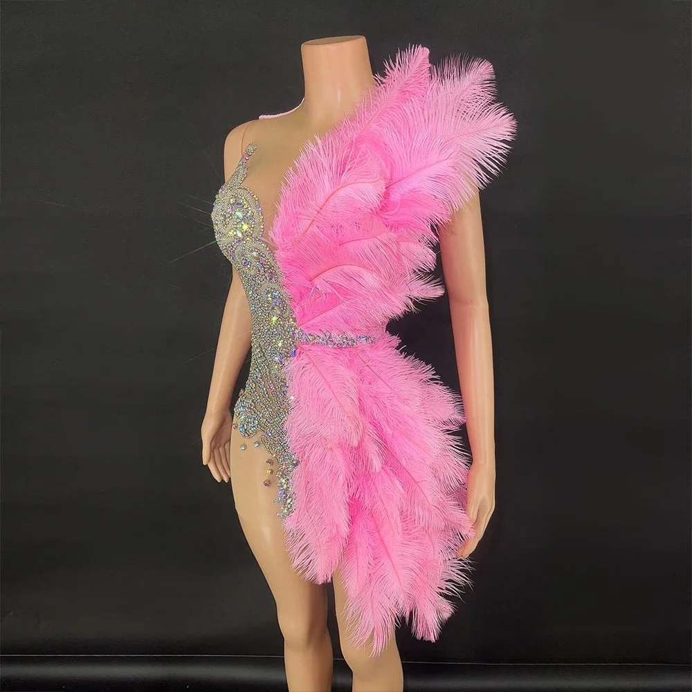 Sexy tight Party Dress Customized New Feather Mesh lace Transparent High Elastic Short Sleeve Pearl Stage Performance Dress
Sexy tight Party Dress Customized New Feather Mesh lace Transparent High Elastic Short Sleeve Pearl Stage Performance Dress
