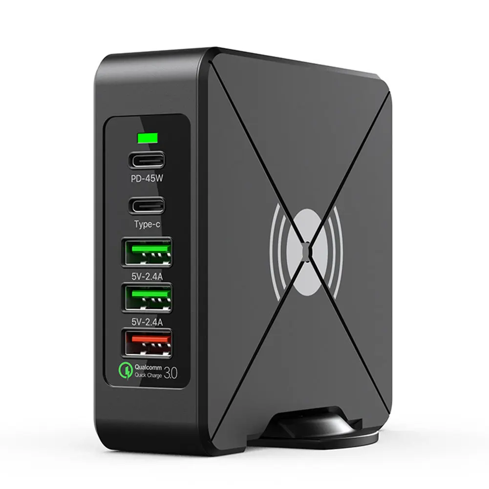 Wireless Charger 75W Portable USB Type-C Quick Charger Travel Power Adapter with 5 Port Ratating Support for Phone Tablet Laptop
Wireless Charger 75W Portable USB Type-C Quick Charger Travel Power Adapter with 5 Port Ratating Support for Phone Tablet Laptop