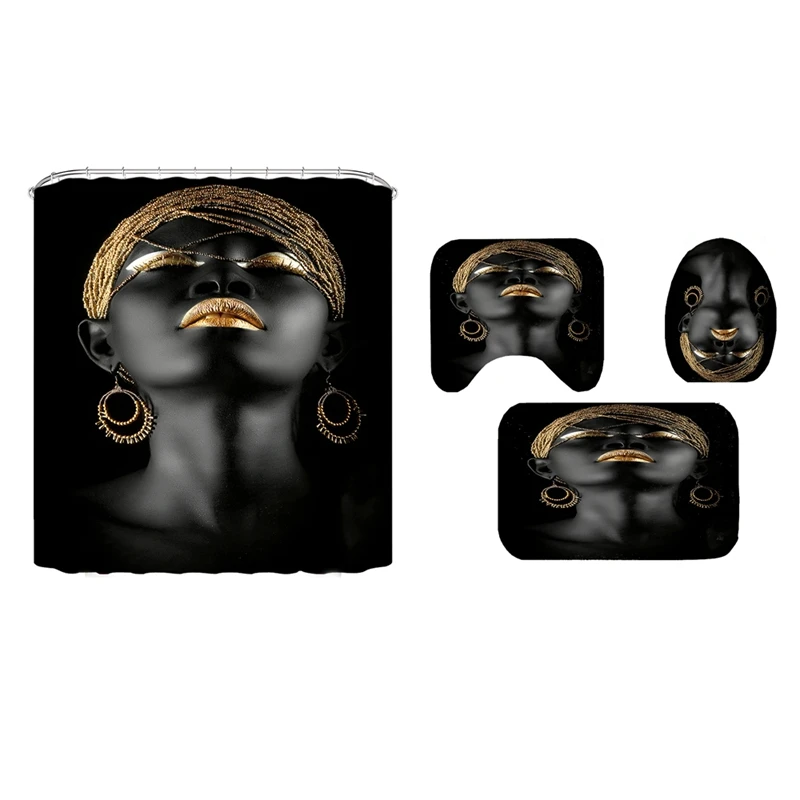 Shower Curtains African Black Girl Women With Golden Lips Curtains For Bathroom 3D Printing Waterproof Home Decor
Shower Curtains African Black Girl Women With Golden Lips Curtains For Bathroom 3D Printing Waterproof Home Decor