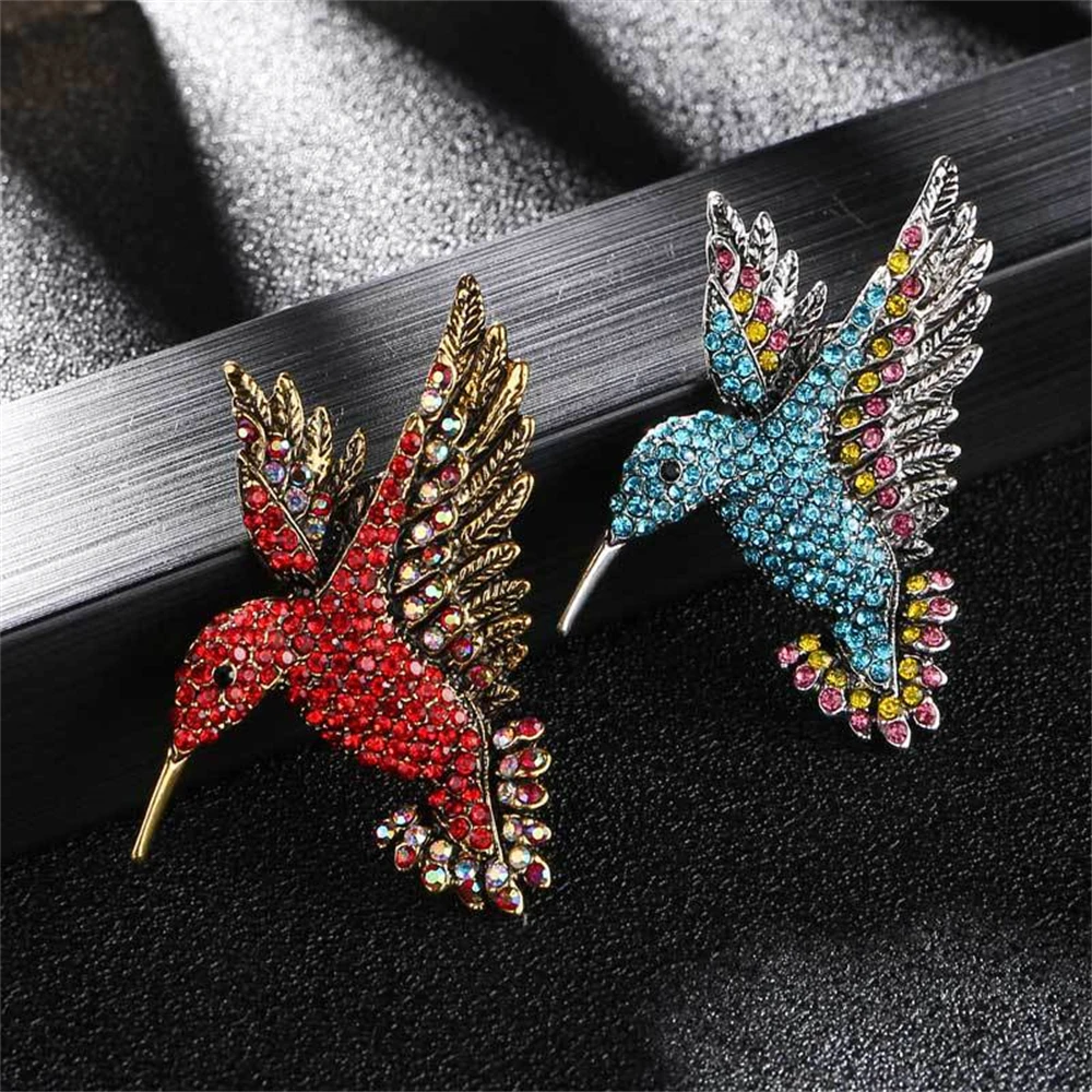 

Women Animal Pin Brooch Colorful Rhinestone Hummingbird Brooches Fashion Clothing Accessories Party Coat Scarf Jewelry