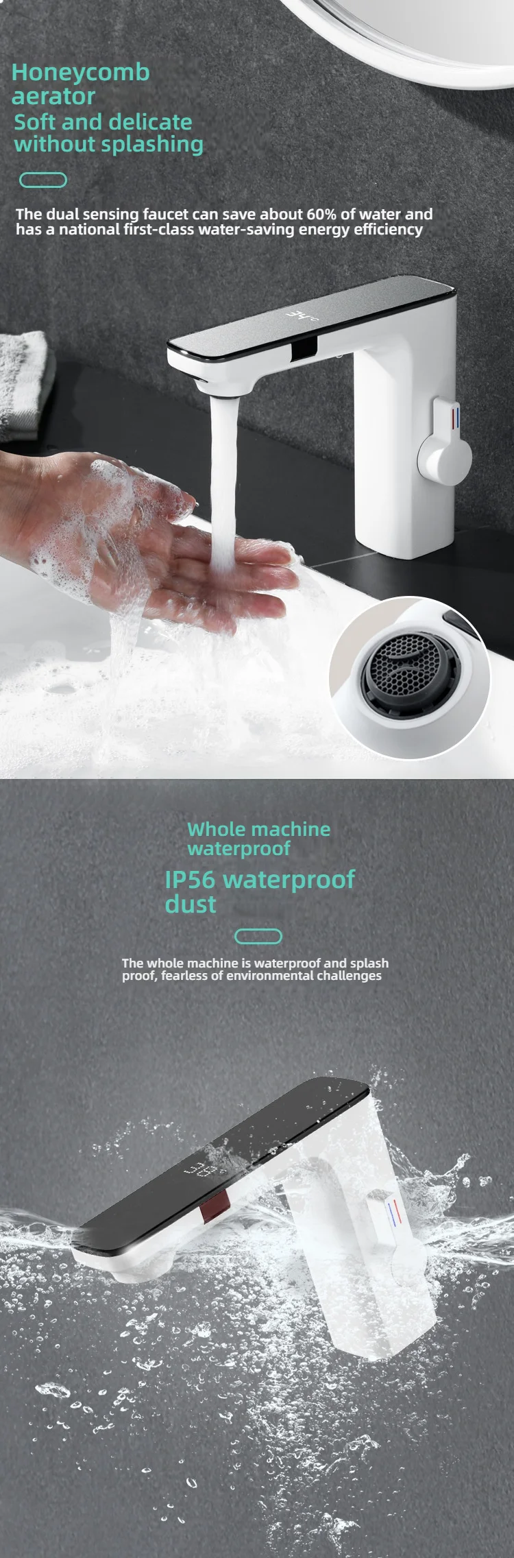 Smart Temperature Display Basin Faucet With Sensing Function LCD Digital Screen Sink Tap Cold And Hot Mixer Bathroom Tap Smart Temperature Display Basin Faucet With Sensing Function LCD Digital Screen Sink Tap Cold And Hot Mixer Bathroom Tap