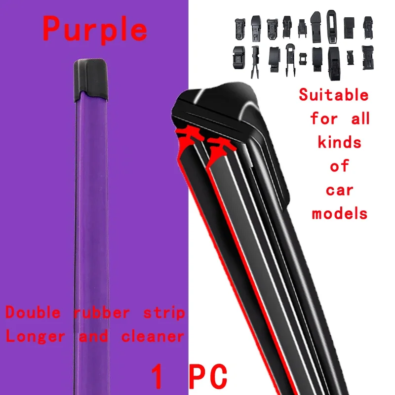 Purple Car Windshield Wiper blades Universal Soft Double layer Rubber Frameless Bracketless wipers 14" 16" 19" 20" 21" 22 24"26"
Purple Car Windshield Wiper blades Universal Soft Double layer Rubber Frameless Bracketless wipers 14" 16" 19" 20" 21" 22 24"26"