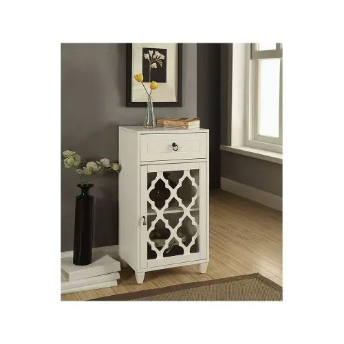 

Dropshipping ACME Ceara Cabinet in White for Living Room Furniture Wood Storage Box with Draw Acme Cabinet