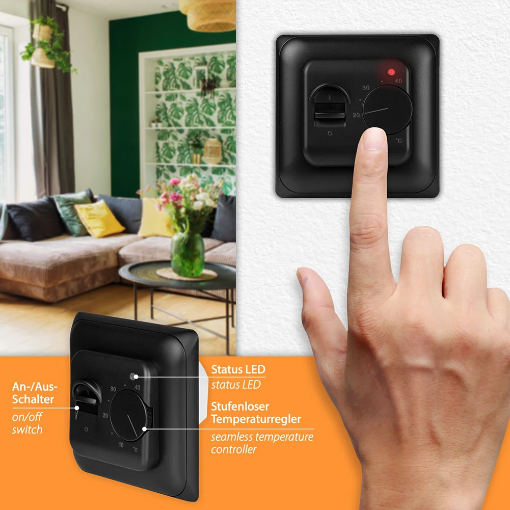 1pc Mechanical Floor Heating Thermostat MST1 230V Flush-mounted Electric Floor Heating Trace Wall Heating Wired Control System
1pc Mechanical Floor Heating Thermostat MST1 230V Flush-mounted Electric Floor Heating Trace Wall Heating Wired Control System