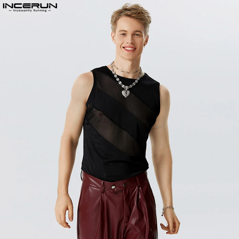 INCERUN Sexy Homewear Bodysuits Men's See-through Mesh Knitted Splice Jumpsuits Fashion Solid Sleeveless Triangle Rompers S-5XL
INCERUN Sexy Homewear Bodysuits Men's See-through Mesh Knitted Splice Jumpsuits Fashion Solid Sleeveless Triangle Rompers S-5XL