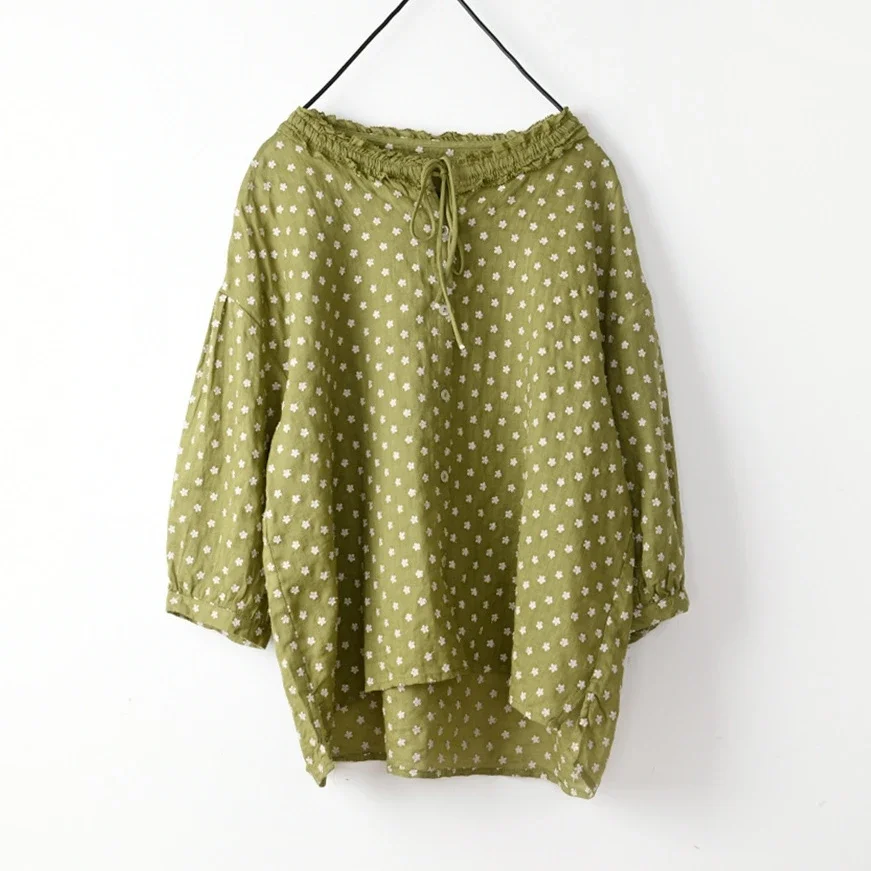 Sweet Linen Floral Embroidery Ruffled Collar Three Quarter Long Sleeve Blouse Spring Mori Girl Cottage Core Office Lady Shirt
Sweet Linen Floral Embroidery Ruffled Collar Three Quarter Long Sleeve Blouse Spring Mori Girl Cottage Core Office Lady Shirt