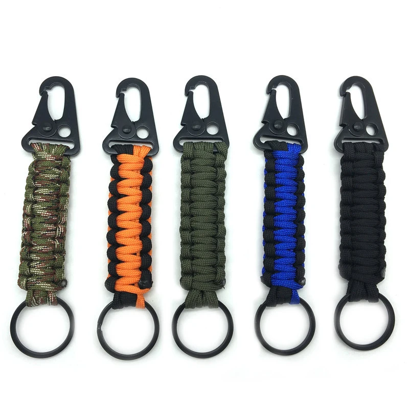 

Outdoor Keychain Ring Camping Carabiner Military Paracord Cord Rope Camping Survival Kit Emergency Knot Bottle Opener Tools