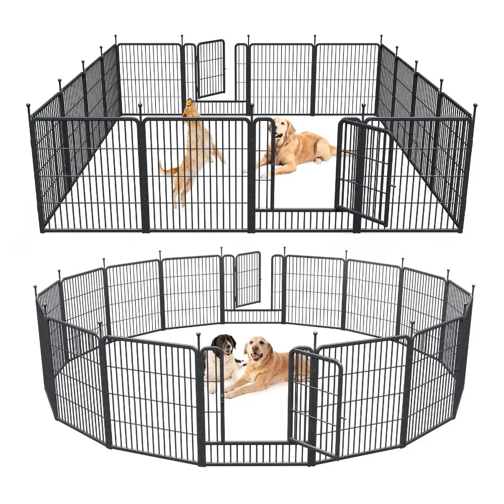 

2024 New Dog Playpen Indoor Outdoor, 16 Panels Dog Pen 32" Height Dog Fence Exercise with Doors for Large/Medium/Small Dogs