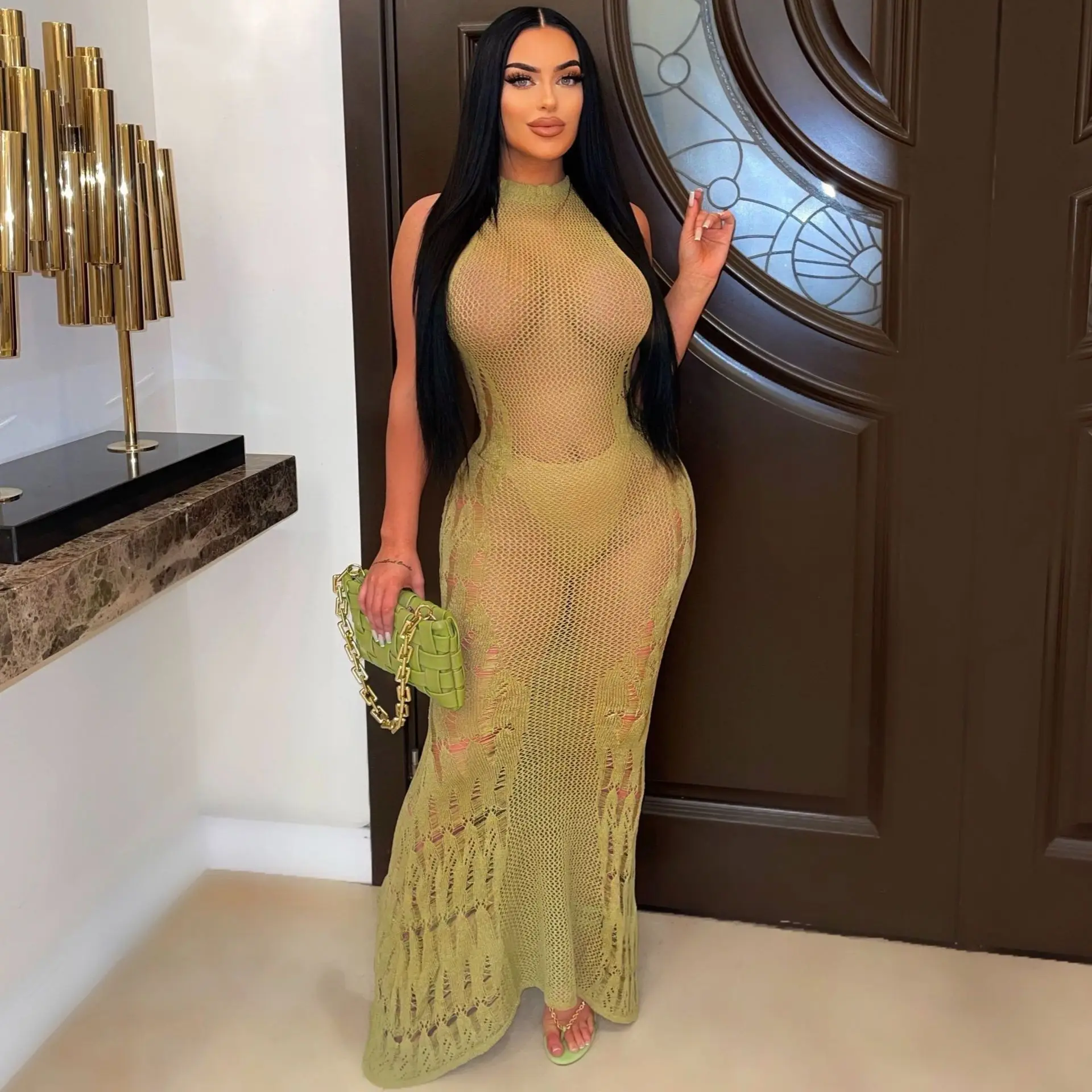 Casual Women Long Dress Knit Ribbed Sleeveless Party Night Clubwear Hollow Out Summer Dresses For Women Vestidos
Casual Women Long Dress Knit Ribbed Sleeveless Party Night Clubwear Hollow Out Summer Dresses For Women Vestidos