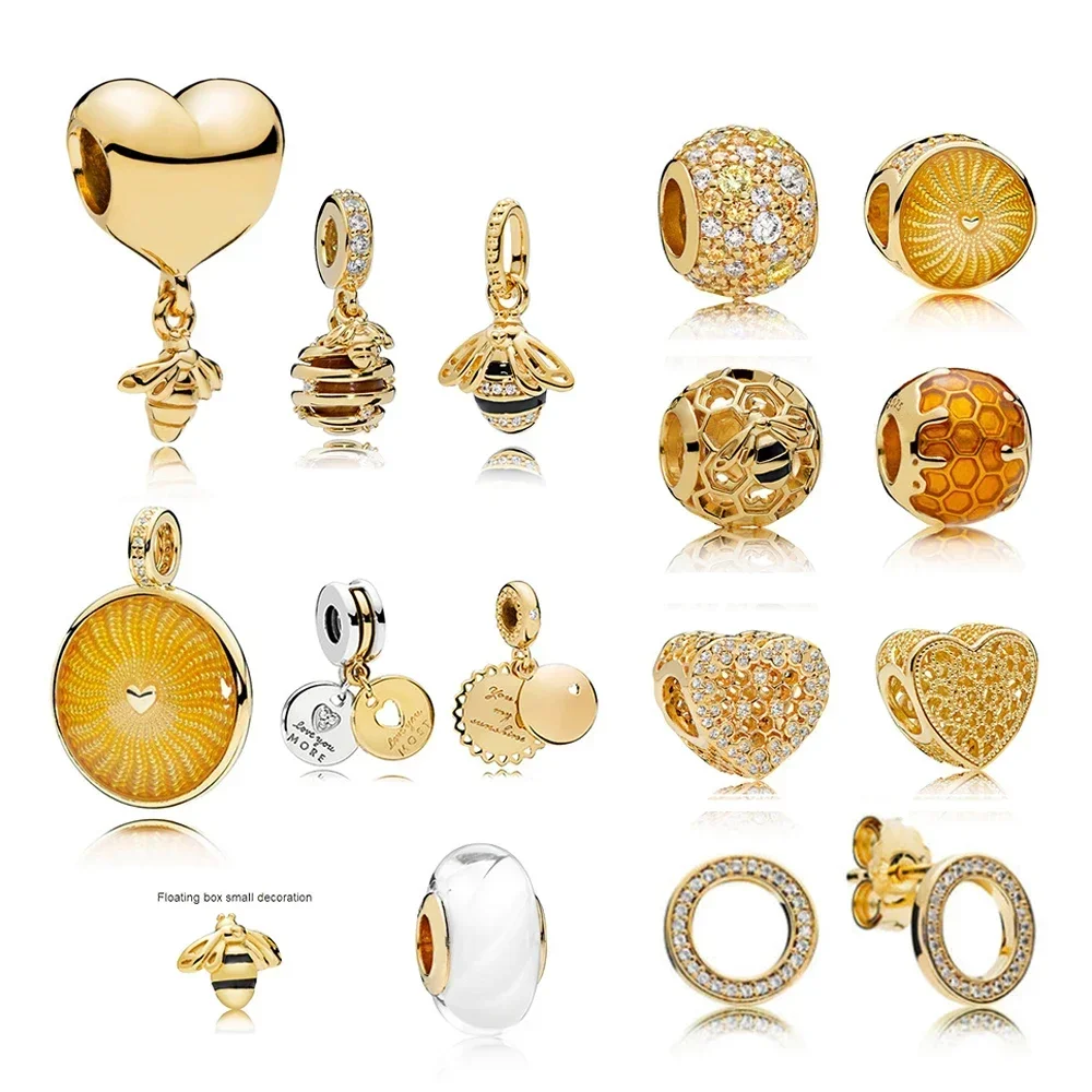 NEW 100% 925 Sterling Silver 1:1 Charm 18K Gold Bee Honeycomb Honey Temperament Sunshine Beaded Pendant Heart Shaped Women
NEW 100% 925 Sterling Silver 1:1 Charm 18K Gold Bee Honeycomb Honey Temperament Sunshine Beaded Pendant Heart Shaped Women