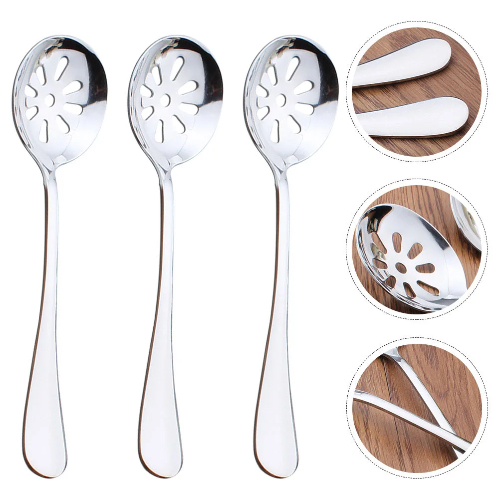 

6 Pcs Colander Caviar Spoons Slotted Household Serving Utensils Metal Kitchen Gadget Accessory Stainless Steel Reusable