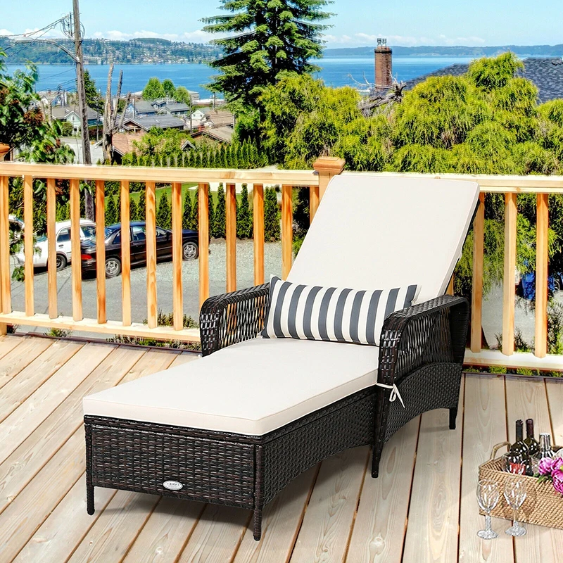 Patio Wicker Chaise Lounge Chair with Pillow and Adjustable Backrest Sun Loungers Outdoor Furniture Beach Chairs
Patio Wicker Chaise Lounge Chair with Pillow and Adjustable Backrest Sun Loungers Outdoor Furniture Beach Chairs