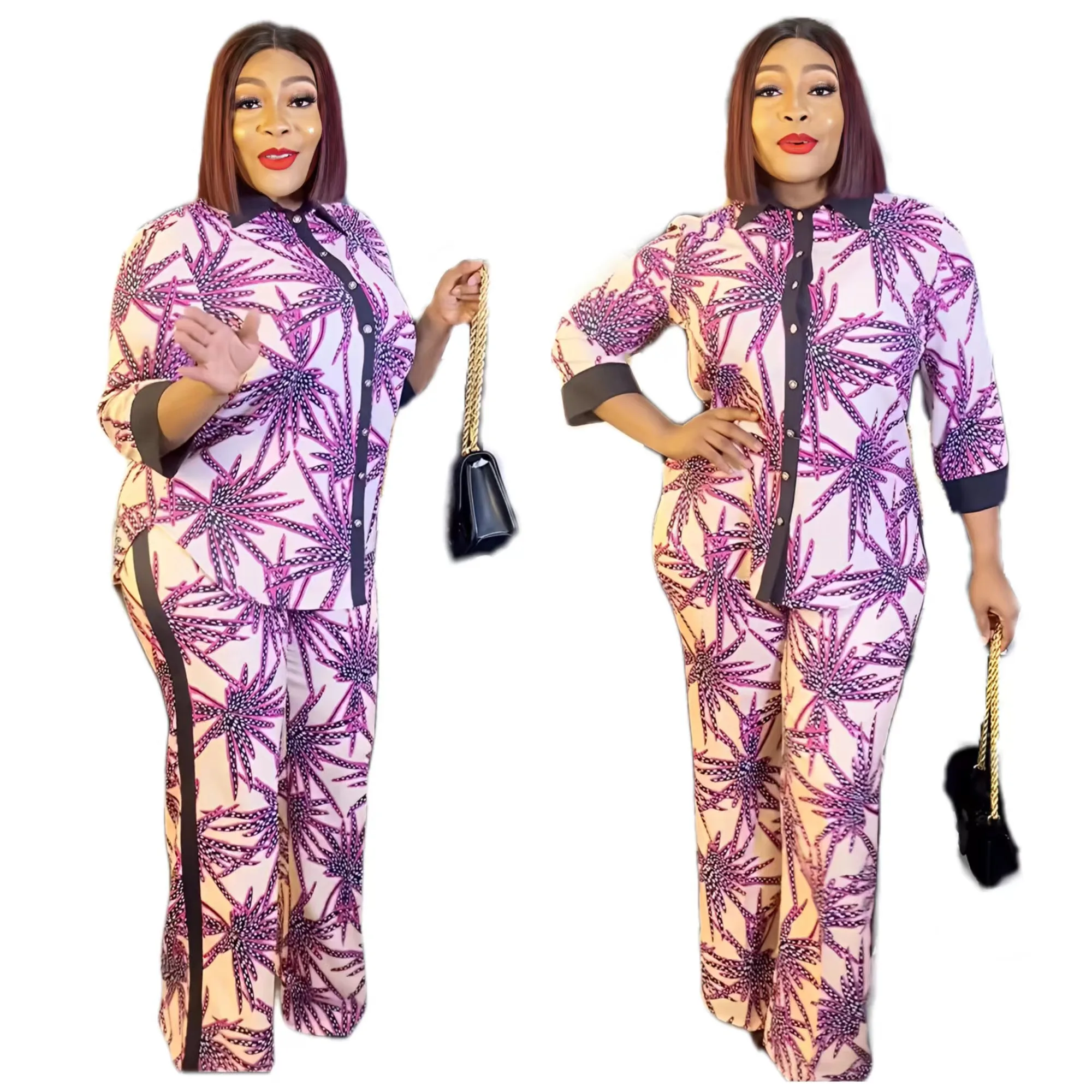 2-piece Fashionable Chiffon Summer Printed Shirt with Pants Medium Sleeve Suit African Dresses for Women
2-piece Fashionable Chiffon Summer Printed Shirt with Pants Medium Sleeve Suit African Dresses for Women