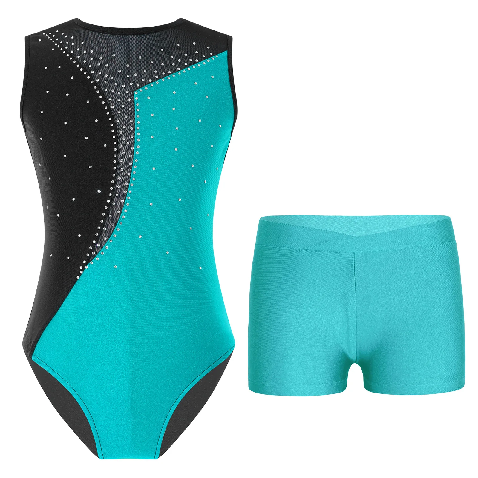 Детские танцевальные костюмы для девочек, танцевальные гимнастические трико без рукавов, блестящий женский комбинезон с шортами, наряды 
Детские танцевальные костюмы для девочек, танцевальные гимнастические трико без рукавов, блестящий женский комбинезон с шортами, наряды