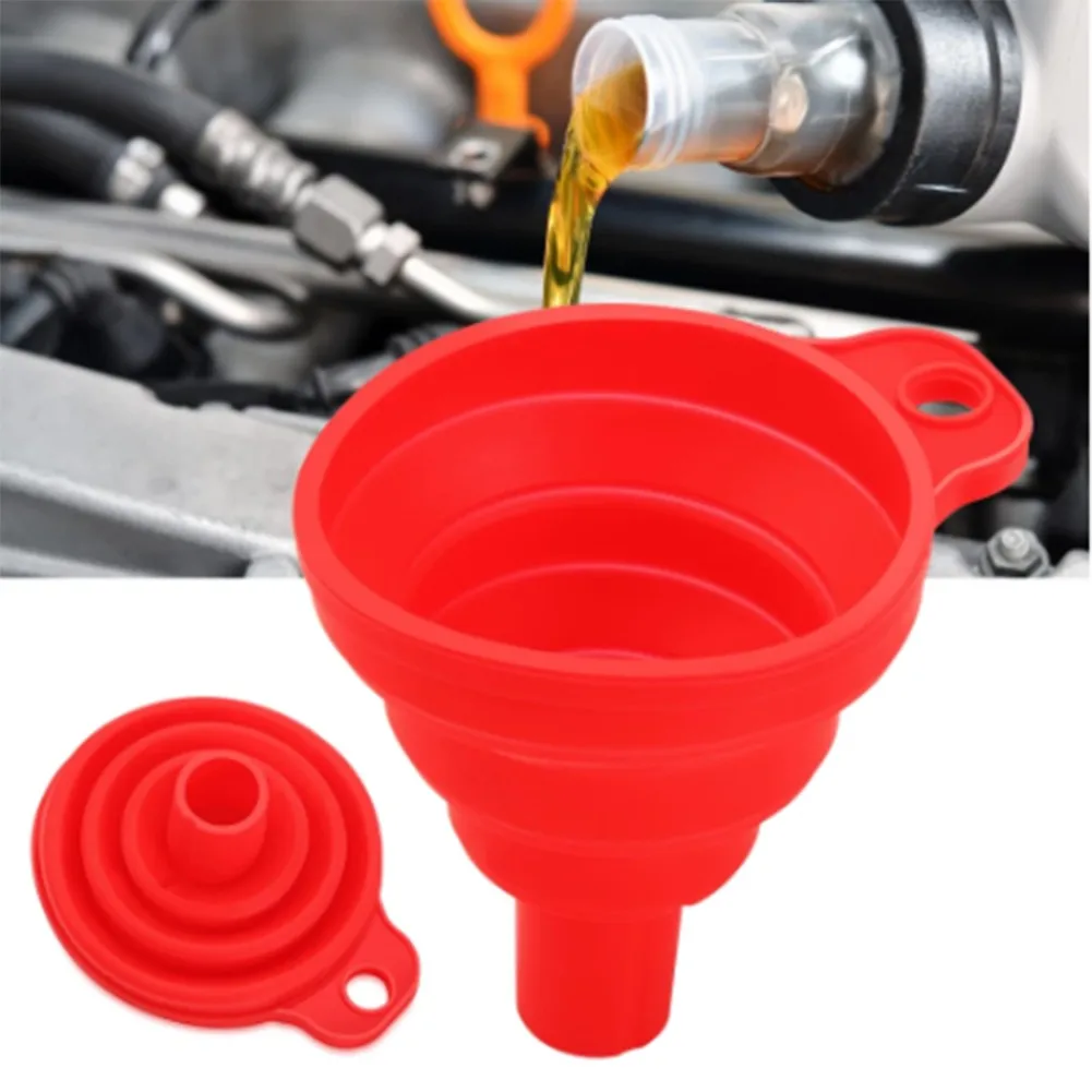 

Collapsible Silicone Car Funnel Collapsible Engine Filler Foldable Screen Silicone Space Saving Up Wash Coolant