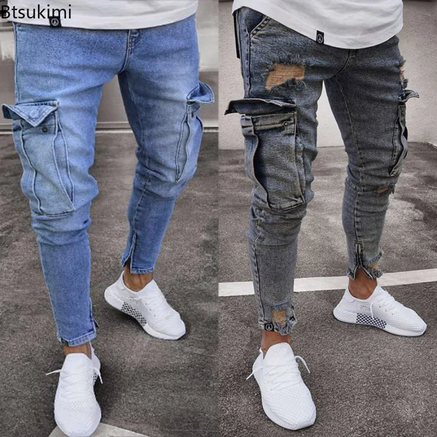 

2024 Men's Jeans Denim Pants Pocket Design Slim Straight Jeans Pants Men Elasticity Stretchy Male Zipper Trousers Pants Jeans