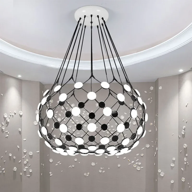 

Креативная черно-белая шахматная подвеска в стиле пост-модерн, лампа для рыболовной сети для гостиной, спальни, дизайнерская лампа