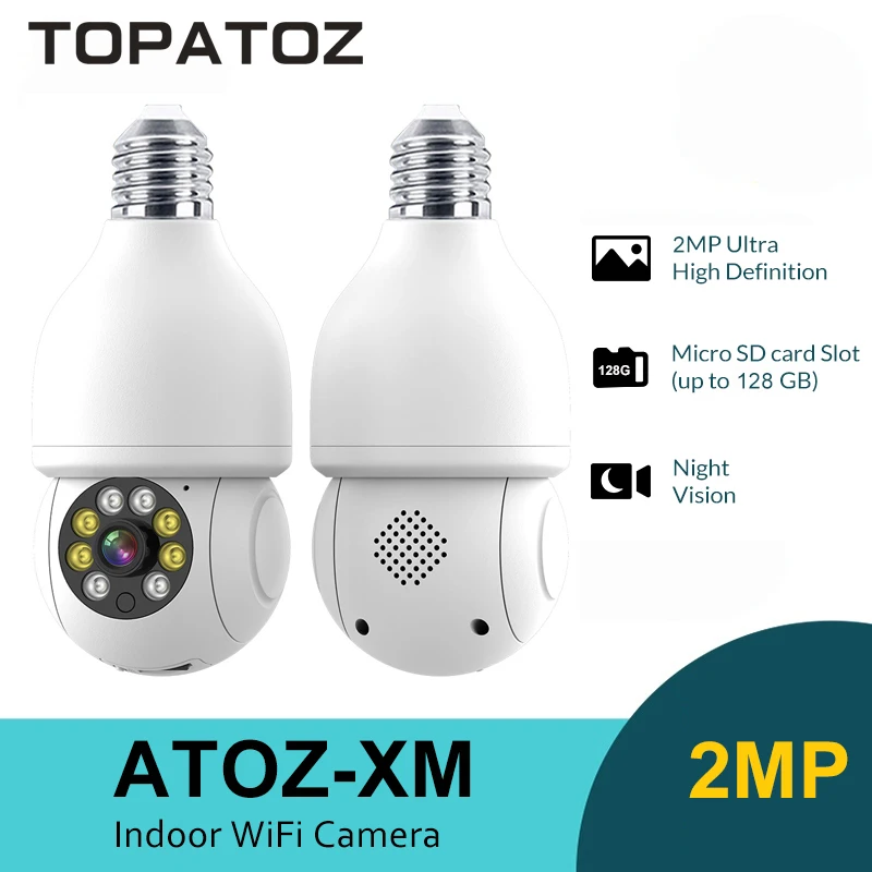TOPATOZ 1080P HD E27 Bulb WiFi Camera Home Wireless Night Vision Human Automatic Tracking Security Surveillance Camera
TOPATOZ 1080P HD E27 Bulb WiFi Camera Home Wireless Night Vision Human Automatic Tracking Security Surveillance Camera