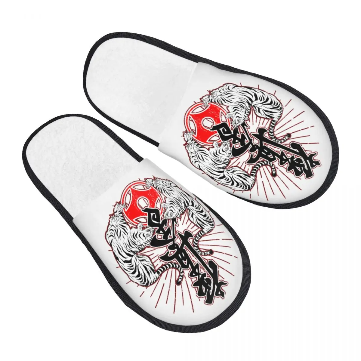 

Tigers Kyokushin Karate Guest Slippers for Bathroom Women Custom Print Martial Arts House Slipper