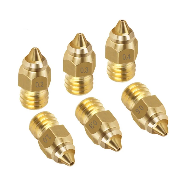 6Pcs/set Brass 3D printer nozzle suitable for 1.75mm consumables printer accessories MK8 0.2mm 0.3mm 0.4mm 0.6mm 0.8mm 1.0mm
6Pcs/set Brass 3D printer nozzle suitable for 1.75mm consumables printer accessories MK8 0.2mm 0.3mm 0.4mm 0.6mm 0.8mm 1.0mm