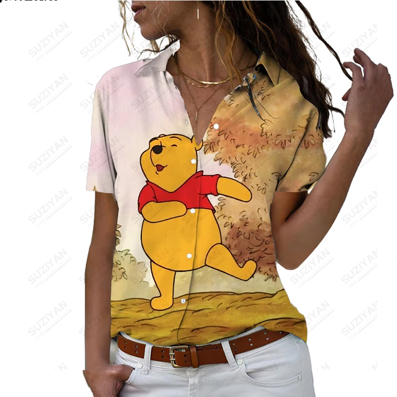 Spring New Hot Selling Disney Women's Short Sleeve Shirt Button Cardigan Elegant Winnie Bear 3D Printed Women's Chiffon Shirt
Spring New Hot Selling Disney Women's Short Sleeve Shirt Button Cardigan Elegant Winnie Bear 3D Printed Women's Chiffon Shirt
