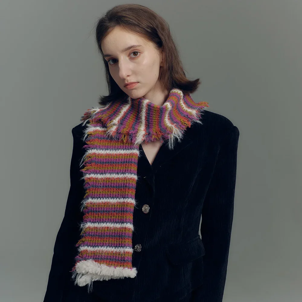 

Осень-зима 2023, женский шарф, Вязаная Шаль в полоску премиум-класса, одеяло, теплые шарфы, многофункциональные уличные шарфы T761