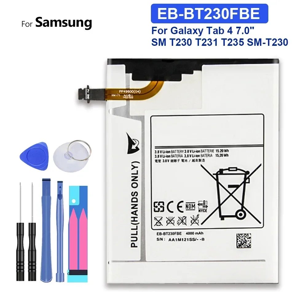 

EB-BT230FBE Tablet Battery for Samsung Galaxy Tab 4, Tab4, 7.0 ", T230, T231, T235, SM-T230, SM-T231, SM-T235, 4000mAh