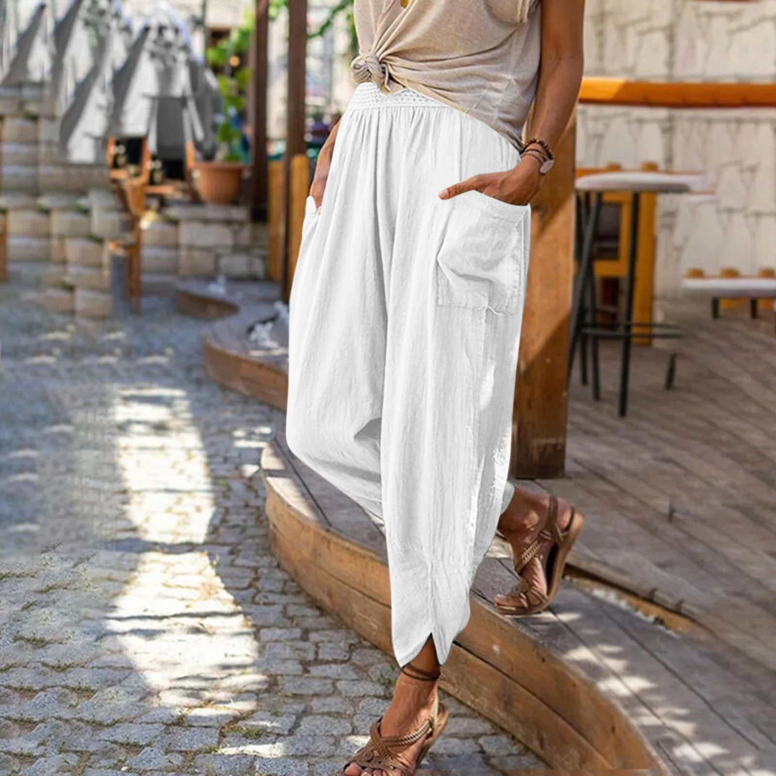 2023 States spring and summer new fashion solid casual leggings loose pockets cotton linen elegant women's Slim-fit pants
2023 States spring and summer new fashion solid casual leggings loose pockets cotton linen elegant women's Slim-fit pants