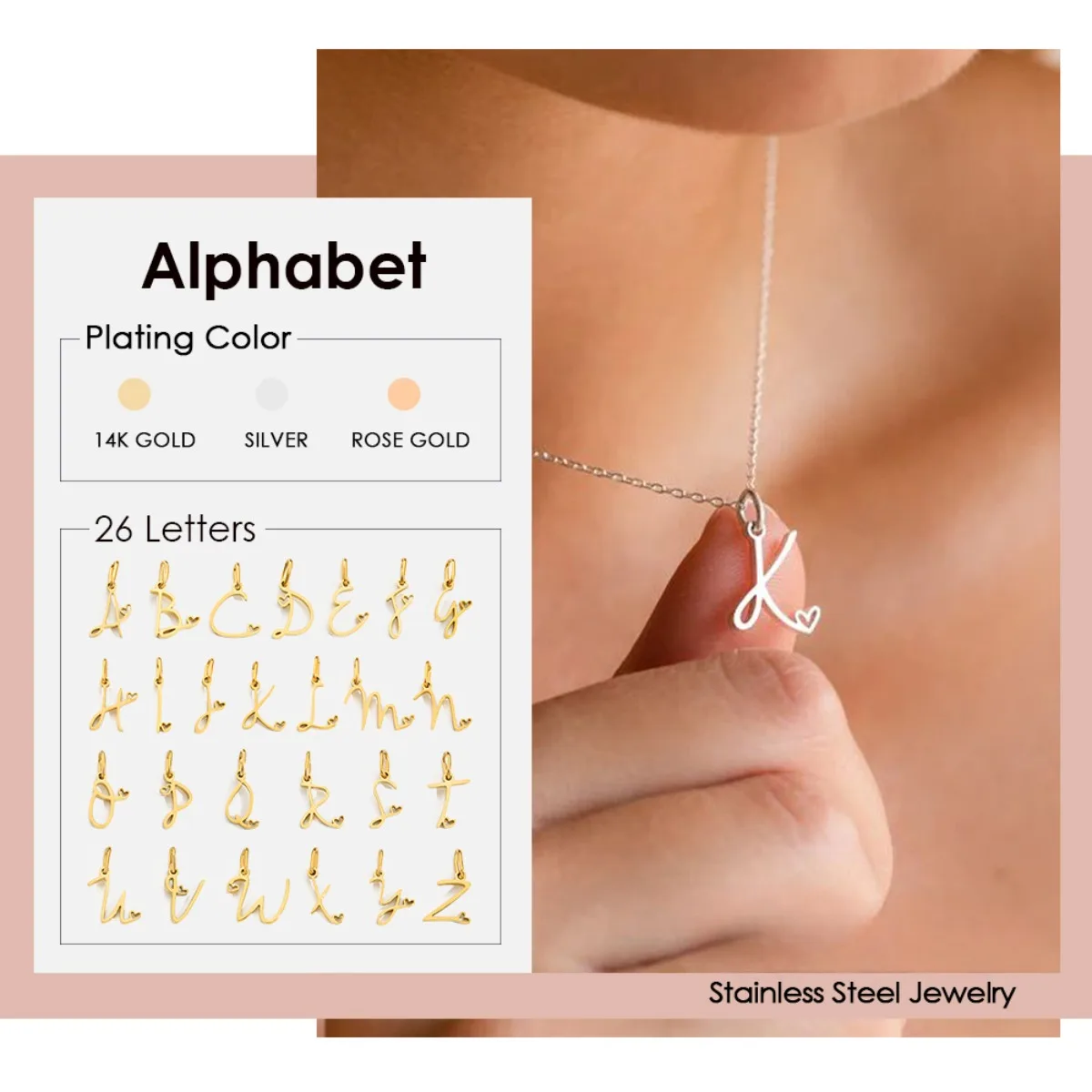 Personality Niche English Initial Heart Letter Stainless Steel Pendant Necklace 18K Gold Plated Neck Jewelry Gifts
Personality Niche English Initial Heart Letter Stainless Steel Pendant Necklace 18K Gold Plated Neck Jewelry Gifts
