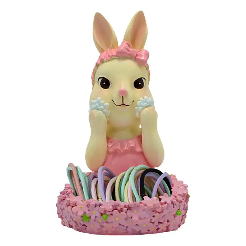 Поднос для хранения животных, Настольная Пасхальная статуя кролика, розовые цветы, полимерная статуя кролика, органайзер для пары, поднос для колец, серег, конфет 
Поднос для хранения животных, Настольная Пасхальная статуя кролика, розовые цветы, полимерная статуя кролика, органайзер для пары, поднос для колец, серег, конфет