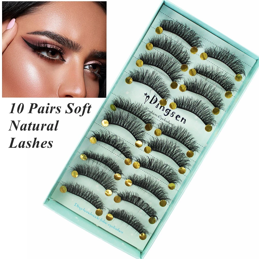 

10 Pairs Super Natrual Mix Dramatic Natrual False Mink Eyelashes Lashes in bulk,Messy Fluffy Long Faux Cils Packaging wholesale