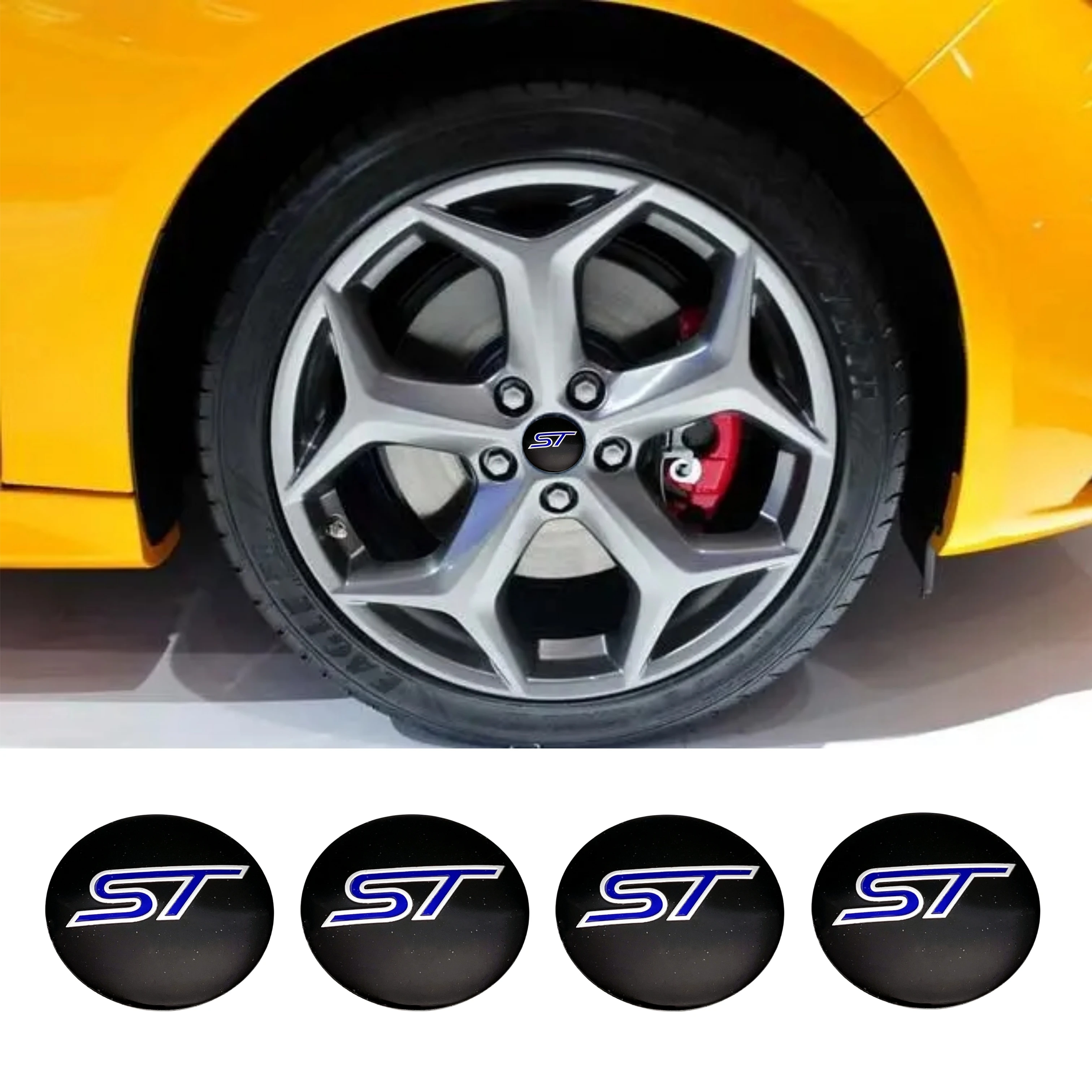 

56mm 60mm Metal ST Emblem Logo Car Stickers Wheel Hub Center Cover Rim Cap Badge For Badge Styling Accessories For Mondeo Focus
