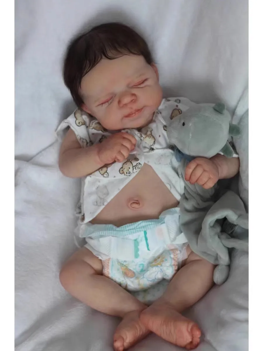 

Realistic 49cm Soft Silicone Asleep Reborn Baby Doll With 3D-painting Skin Alive 19inch Newborn Bebe Cute Birthday Surprise Gift