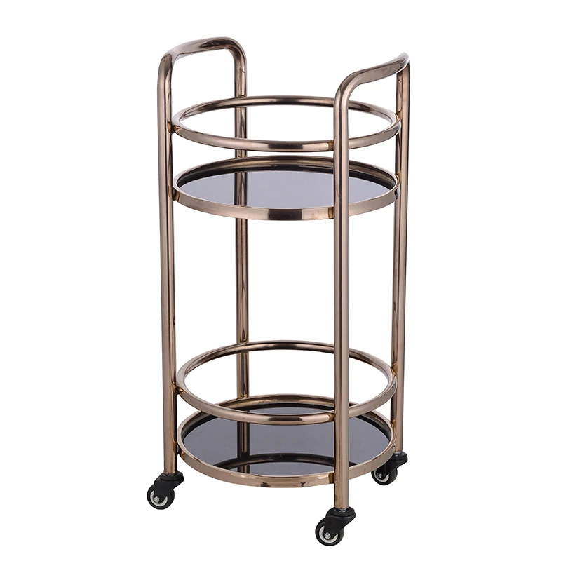 

Trolley Rolling Cart Modern Bar Tea Wine Holder Serving Cart with Wheels Rose Gold and Grey Hotel Trolley Home Hotel Restaurant