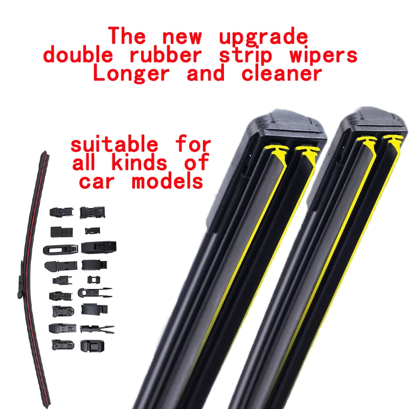 

Car Windshield Wiper blades Universal Soft Double layer Rubber Frameless Bracketless car wipers 14" 16" 19" 20" 21" 22" 24"26"